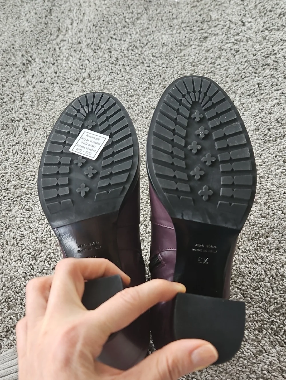 Aquatalia Plum Leather Block Heel Ankle Boots 6.5